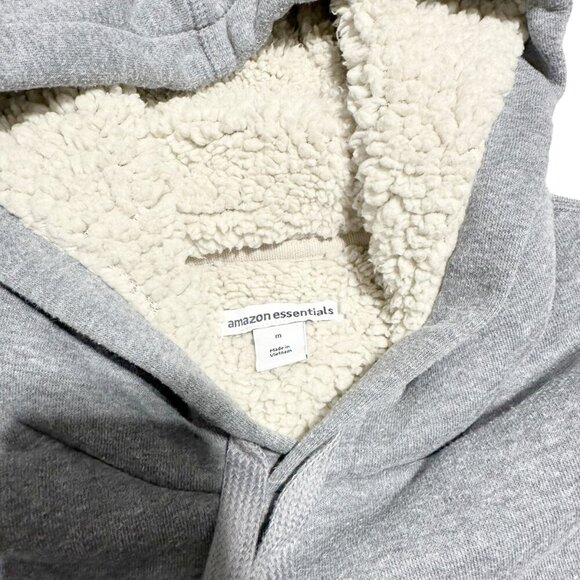 Amazon Essentials Mens Sherpa-Lined Pullover Hoodie Sweatshirt Heather Grey - Picture 8 of 8